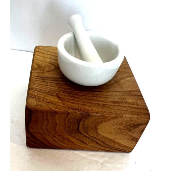 White Porcelain Mortar and Pestle Set Small Mini White Grind Mix Cocktail - Picture 3 of 8